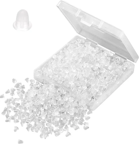 Miniatura 11 de Respaldos de Aretes de Goma Suaves y Transparentes para Aretes de Botón Respaldos de Aretes de Silicona Hipoalergénicos Tope de Repuesto