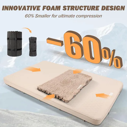 Miniatura 3 de TOBTOS Colchoneta de dormir autoinflable de 4 pulgadas de grosor con bomba eléctrica, colchón de espuma ultra compresible de 150 segundos