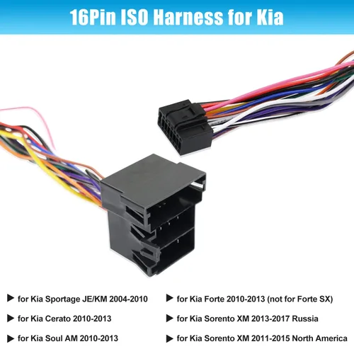 Miniatura 2 de Adaptador de arnés de cableado de radio estéreo ISO de 16 pines para reemplazo de radio de coche Hyundai Verna Accent Kia Android
