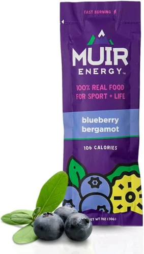 MUIR Blueberry Bergamot Gel energético de alimentos reales – 10 unidades | Gel de resistencia orgánico vegano paleo sin gluten sin gluten | Energía