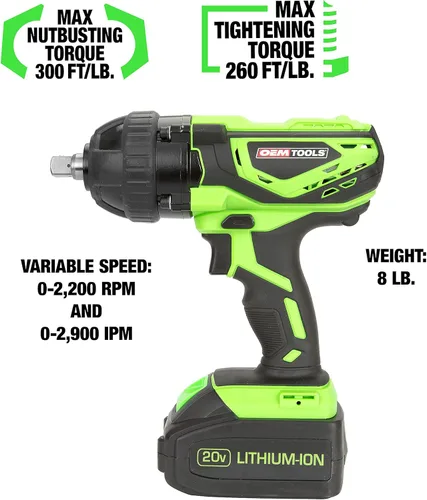 Miniatura 2 de OEMTOOLS 24481 Llave de impacto (uso pesado, llave de 1/2 pulgadas. de ion de litio), 1 unidad