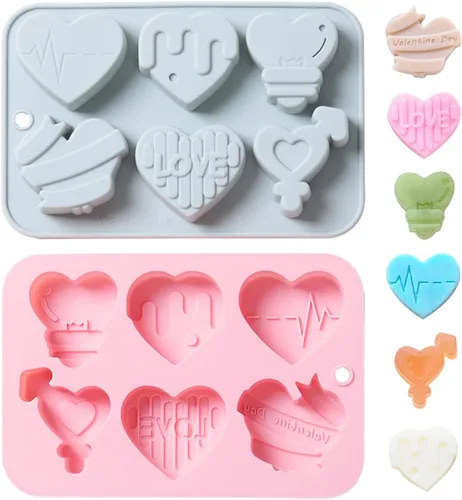 Miniatura 11 de Molde de silicona Chocoalte para el día de San Valentín, 2 formas diferentes, para decoración de pasteles, pequeña herramienta de arcilla de jabón