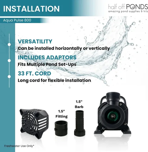 Miniatura 6 de HALF OFF PONDS - Bomba de agua sumergible, bomba de estanque de 800 GPH con cable de alimentación de 33 pies y altura máxima de 13 pies, bomba ultra
