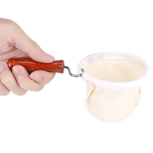 Miniatura 5 de Filtro de café, "tela de franela lavable reutilizable hecha a mano filtro de café colador con mango de madera para café de goteo a mano, tela se