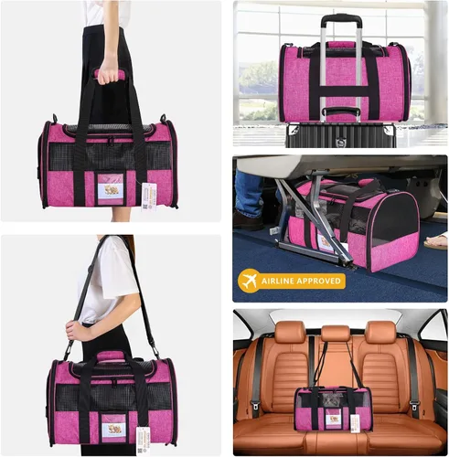 Miniatura 6 de Transportín para gatos y perros pequeños, gatitos, cachorros, transportín para mascotas para gatos pequeños y medianos de menos de 15 libras, Rojo