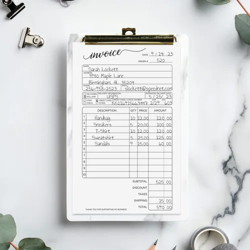 Miniatura 4 de Stylish Script - Bloc de formulario de factura sin carbono de 2 partes, 50 hojas, 3.4 x 5.5 pulgadas, libro de recibos de venta de pedidos de compra