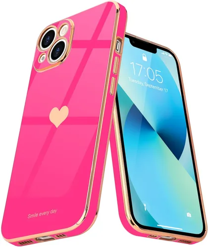Miniatura 9 de Teageo Funda para iPhone 13 mini para mujeres y niñas, diseño de corazón de amor, cubierta trasera suave, protección completa de la cámara, Negro