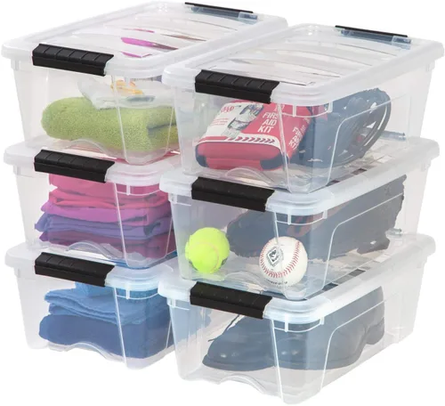 Miniatura 22 de IRIS USA - Contenedores de almacenamiento de plástico apilables de 40 cuartos de galón con tapas y hebillas de cierre, paquete de 4