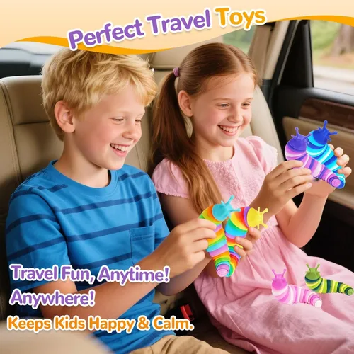 Miniatura 5 de Kabvy - Paquete de 6 juguetes sensoriales para ansiedad, oruga, juguetes sensoriales para autismo, TDAH, ansiedad y alivio del estrés, regalos