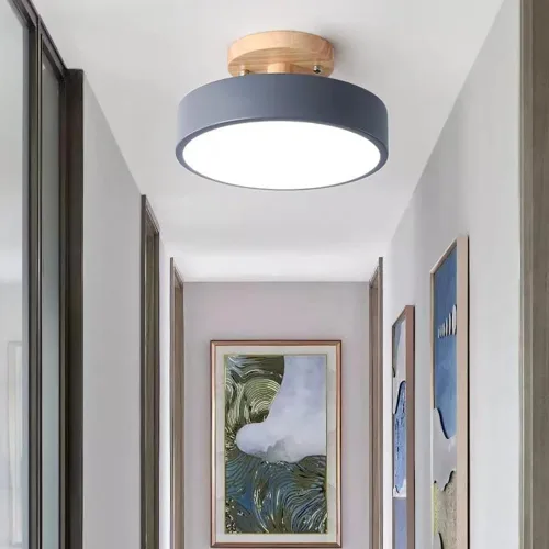Miniatura 15 de Lámpara de techo LED regulable, lámpara de techo moderna de 9 pulgadas, montaje empotrado, de madera, de 12 W, lámpara blanca para sala de estar