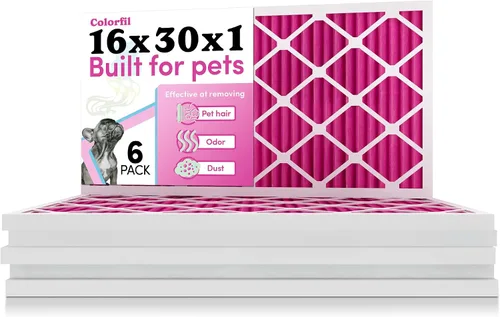 Miniatura 28 de Colorfil - Filtro de aire de 18 x 18 x 1 pulgadas, filtros que cambian de color para olores de gatos y perros, filtro de aire acondicionado MERV 8