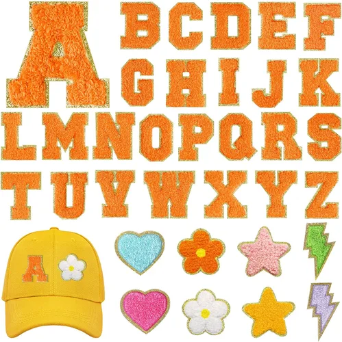 Miniatura 9 de MEEZY 34 parches de letras autoadhesivas de felpilla, apliques bordados de la A-Z, parches de letras termo-adhesivas del alfabeto, parche de tela