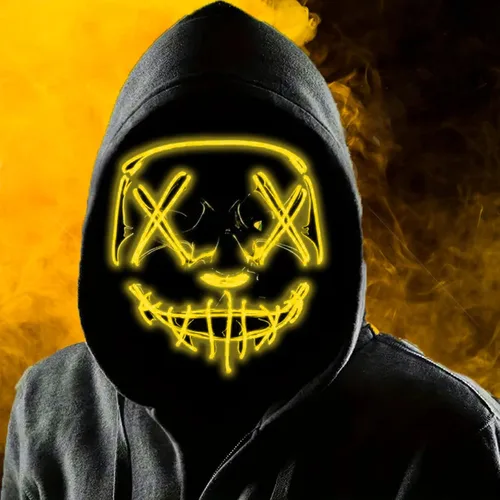 Miniatura 3 de Boolavard Máscara de Halloween con luz LED para festivales, cosplay, disfraz de Halloween, fiestas de máscaras, carnaval, regalos Naranja