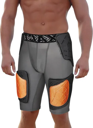 Exxact Sports Gladiator - Faja de fútbol para adultos de 5 almohadillas para hombres con cadera, muslos, almohadillas para coxis, pantalones cortos