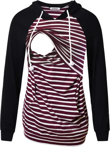 Miniatura 113 de GINKANA Sudadera con capucha para mujer, manga larga, lactancia materna, ropa casual
