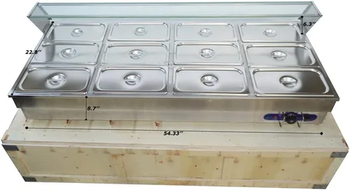 Miniatura 2 de TECTHTONGDA Calentador de sopa de alimentos Estufa Bain Marie Comercial Canteen Buffet Calentador de vapor 12x5.5x4 pulgadas Pan con escudo