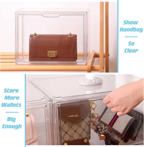 Miniatura 2 de ZLLZUU Organizador de bolso para armario, paquete de 5 vitrinas de acrílico transparente para almacenamiento de bolsos, cajas de almacenamiento