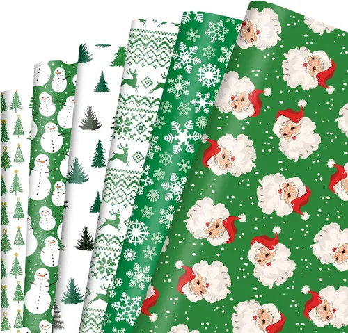Miniatura 26 de Dtiafu Papel de Regalo Navideño Afroamericano Papel de Regalo Negro de Papá Noel a Granel Diseños Lindos de Navidad para Personas Negras