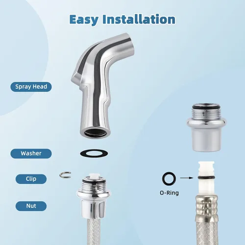 Miniatura 5 de Hygie Rinse Accesorio universal para rociador de fregadero para grifo, cabezal rociador lateral de cocina compatible con Delta, Moen, Kohler y otras