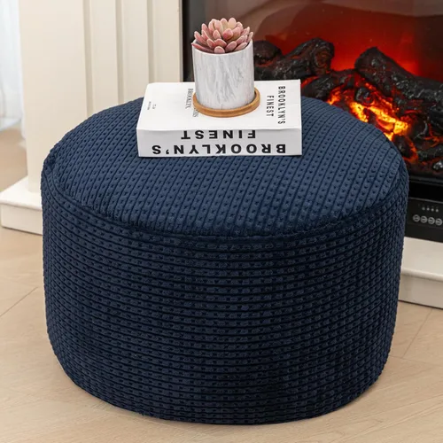 Miniatura 12 de Asuprui Reposapiés Otomano de Tela de Felpa – Puf de Espuma Suave de 20"x14" con Funda Extraíble Perfecto para Sala de Estar, Dormitorio y Lino