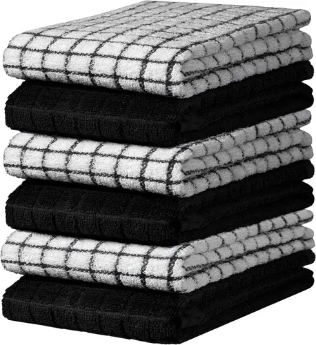 Miniatura 31 de Bumble - Paños de cocina (8 unidades) 12 x 12 pulgadas Toallas de cocina 100% algodón 405 GSM Toallas de cocina suaves, altamente Gris