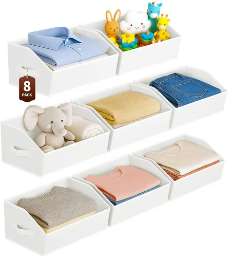 Miniatura 16 de Homsorout Organizadores Grandes de Armario y Contenedores de Almacenamiento - Paquete de 6 Cestas de Almacenamiento Trapecio para Estantes, Cestas
