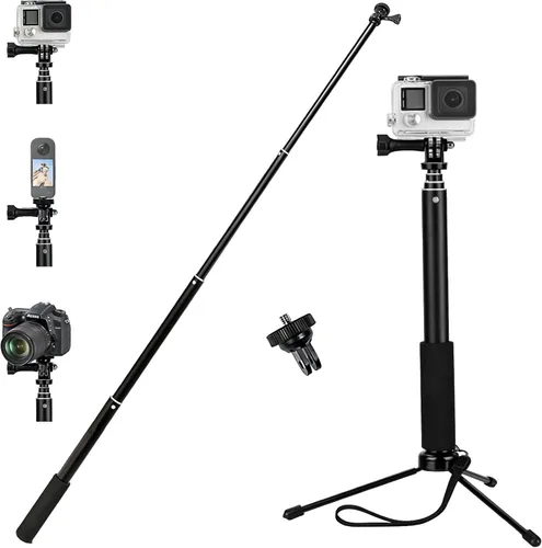 Trípode para selfie stick de 37 pulgadas compatible con GoPro Hero 13 12 11 10 Insta360 X5 X4 AKASO EK7000 Brave 4 DJI OSMO Action 6 5 Pro 4 3 ODDV,
