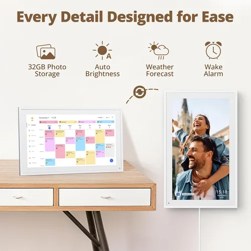 Miniatura 8 de Dragon Touch Calendario Digital de 15.6 Pulgadas Tabla de Tareas – Pantalla Táctil Interactiva, Planificador Familiar Inteligente, Marco de Fotos