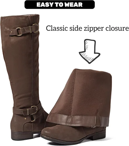 Miniatura 2 de Botas altas hasta la rodilla para mujer, elegantes y cómodas, con punta redonda, cierre de cremallera lateral, para otoño e invierno para mujer
