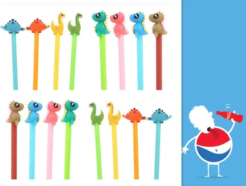 Miniatura 5 de Bonitos bolígrafos de tinta negra de dinosaurio, divertidos bolígrafos de gel de escritura kawaii para suministros escolares de oficina, juego de 16