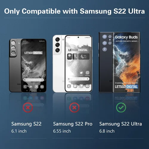 Miniatura 2 de AACL [Compatible con huellas dactilares] [Paquete de 3] Protector de pantalla de vidrio templado curvado 3D para Samsung Galaxy S22 Ultra 5G