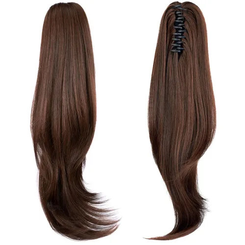 Miniatura 49 de Extensión de cola de caballo, extensiones de cabello con clip de garra de 24 pulgadas, extensiones de cabello largo y lacio, extensión de cabello