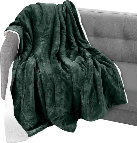 Miniatura 11 de Elegant Comfort Manta reversible de franela sherpa, ultrasuave, mullida, acogedora y afelpada, manta decorativa ligera para todas las estaciones, 50