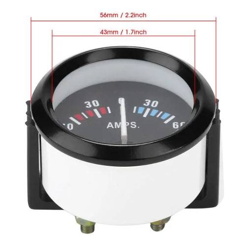 Miniatura 2 de Medidor 60 0 60 Amp Analógico Calibre 2.047 in Ajuste Universal para Vehículos y Aplicaciones Marinas con Pantalla Retroiluminada