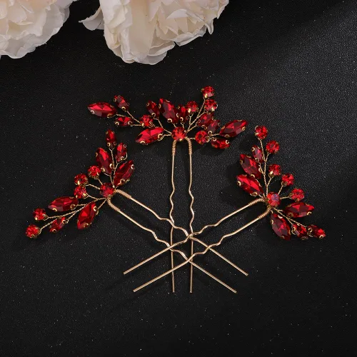 Miniatura 7 de Teyglen Juego de 3 horquillas para el cabello con diamantes de imitación negros, piezas de cristal hechas a mano y accesorios para novias, mujeres