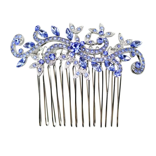 Miniatura 13 de Faship Precioso peine de pelo floral con diamantes de imitación AB