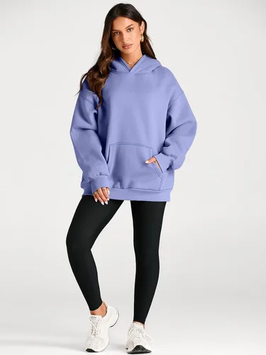 Miniatura 101 de Trendy Queen - Sudaderas extragrandes con capucha para mujer, suéteres de manga larga, sin botones, de vellón, de otoño, ropa de invierno