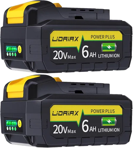 Paquete de 2 baterías de repuesto de iones de litio de capacidad real de 6.0 Ah adecuadas para herramienta Dewalt 20 V Max, celda de alta potencia