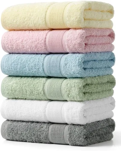 Miniatura 24 de Aibaser Toallas de baño, 27 x 54 pulgadas, naturales, ultra absorbentes, para baño, viajes, gimnasio, ducha y spa (juego de 6 piezas) (azul)