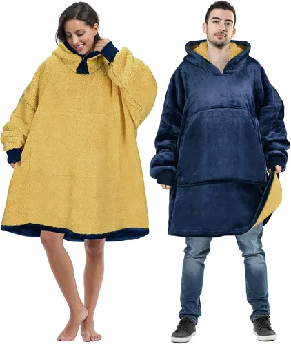Miniatura 5 de Tirrinia Sudadera Manta de Gran Tamaño con Capucha, Mantas Sherpa Esponjosas Vestibles, Manta Sudadera Reversible y Acogedora, Regalo para Adultos #