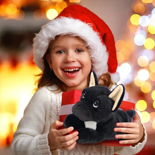 Miniatura 8 de SuzziPals Animales de peluche de perro negro calentables y refrigerables, lindos peluches de almohadilla térmica para microondas para calmar