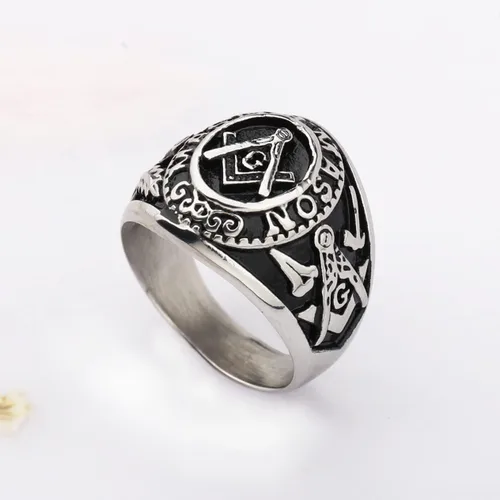 Miniatura 4 de YLWJSP Anillos de motociclista masónico con diseño masónico de maestro masón, joyería estilo sello masónico, joyería con sello masónico