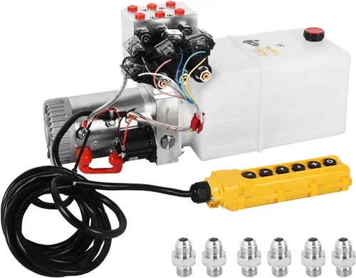 Miniatura 10 de Doppy Unidad de potencia hidráulica de 4 cuartos de galón, bomba de remolque de descarga de efecto único, bomba hidráulica, depósito de metal, 3200