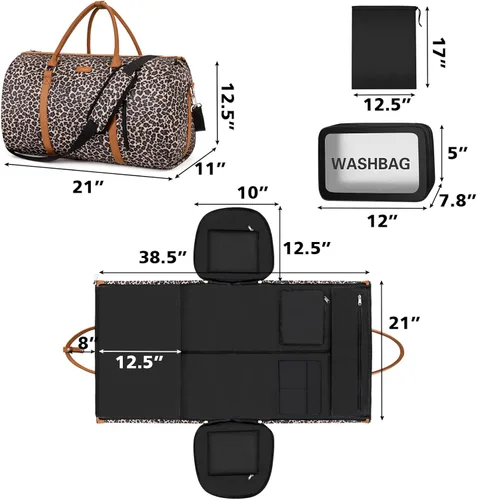 Miniatura 5 de Bolsa de ropa para viajes con bolsa de aseo convertible, bolsa de mano para fin de semana, bolsas de viaje grandes para mujeres, 2 en 1, maleta