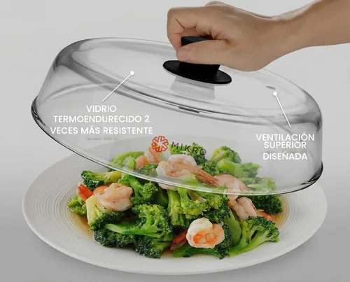 Miniatura 2 de Cubierta de vidrio para salpicaduras de microondas para plato de alimentos, resistente protector de salpicaduras de vidrio de borosilicato