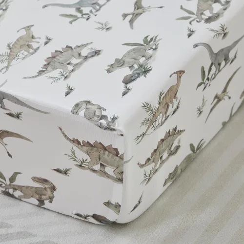 Miniatura 5 de Brandream Juego de sábanas de cuna de dinosaurio, sábana bajera ajustable para cuna para niños y niñas, algodón neutro, bosque, bohemio, sábana