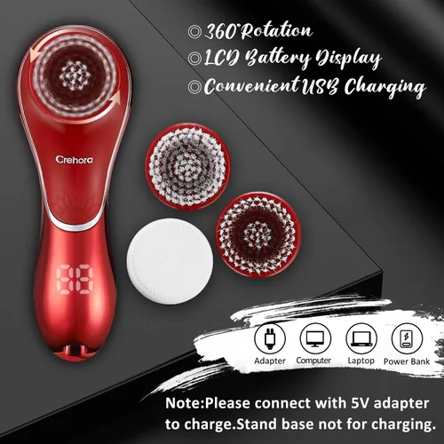 Miniatura 5 de Cepillo de limpieza facial, limpiador facial eléctrico, cepillo de limpieza facial recargable IPX-7 impermeable giratorio para exfoliación, masaje