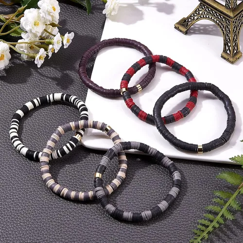 Miniatura 6 de 3500 cuentas de arcilla multicolor para hacer pulseras, cuentas de arcilla polimérica Heishi de 0.236 pulgadas, disco redondo plano para fabricación