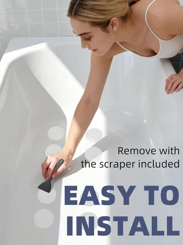 Miniatura 6 de Secopad - Pegatinas antideslizantes originales para bañera y piso de ducha, pegatinas antideslizantes fuertes para ducha con raspador ideal