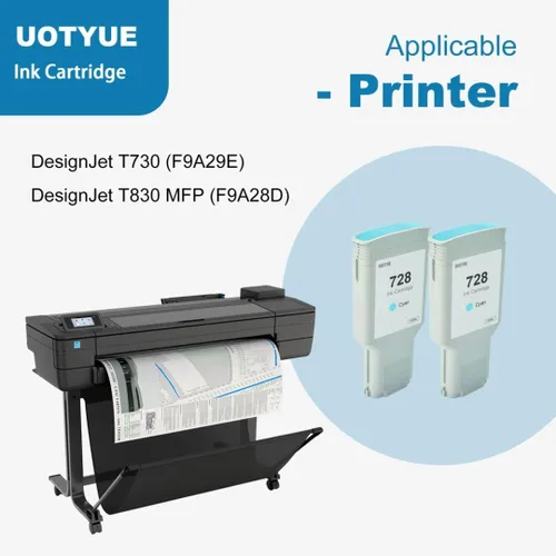 Miniatura 2 de Cartucho de tinta cian 728 de 4.4 fl oz (paquete de 2) – Cartucho de tinta Utye 728 (F9J67A) Reemplazo para HP 728 Ink Work con impresora T830 MFP